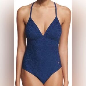 Southern Tide Sommerset Mesh One Piece Navy Swimsuit Size M
